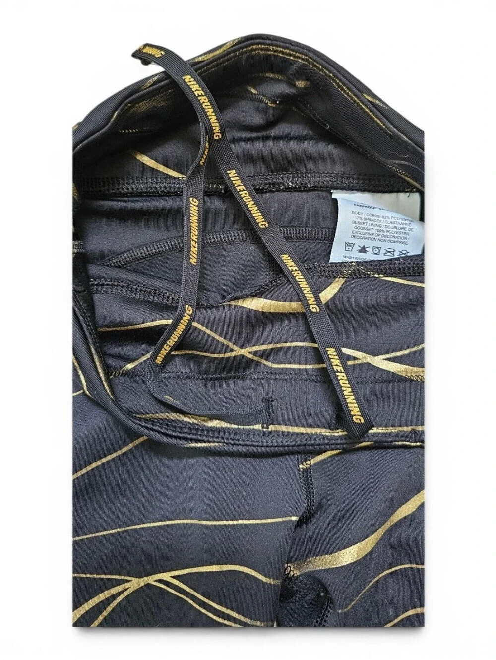 Nike Dri-FIT Running Leggings Black Gold Girls XS